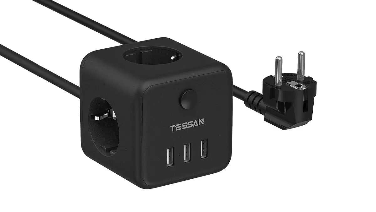 Сетевой фильтр 1.5 м (3 розетки + 3 USB) Tessan TS-301 - купить в  Калининграде по низкой цене | Розетка 39